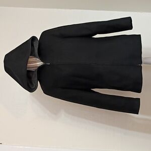 Esprit Vintage Black Wool Blend Full Zip Hooded Jacket Size L